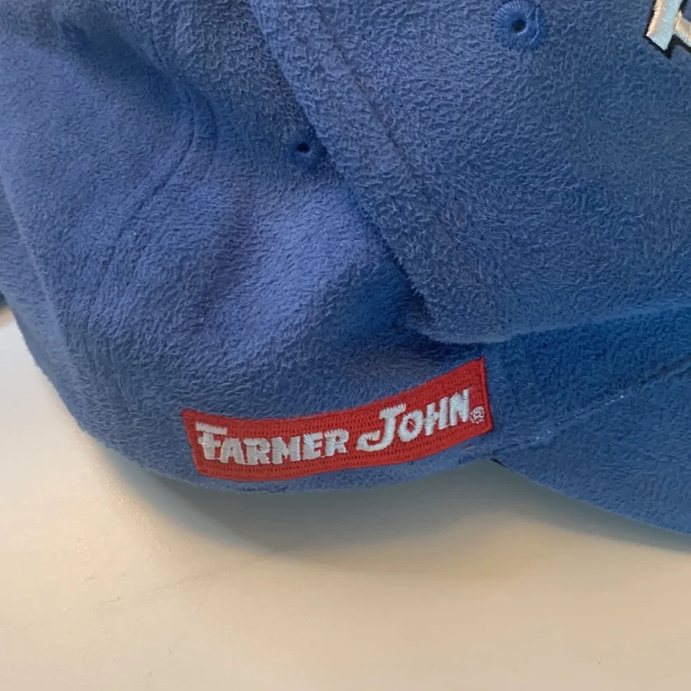 Los Angeles Dodgers light blue sueded baseball cap with Farmer John patch